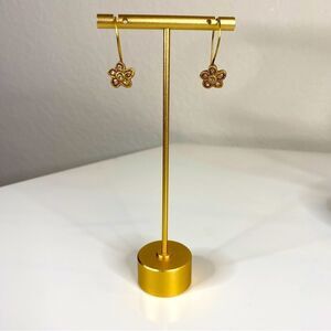 Gold & Rhinestone Floral Earrings